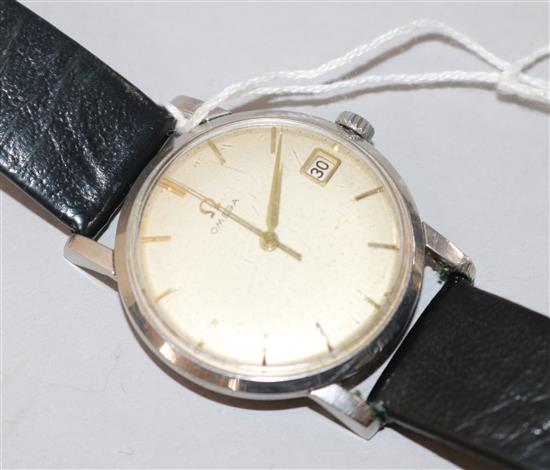 A gentlemans early 1960s stainless steel Omega manual wind wrist watch.